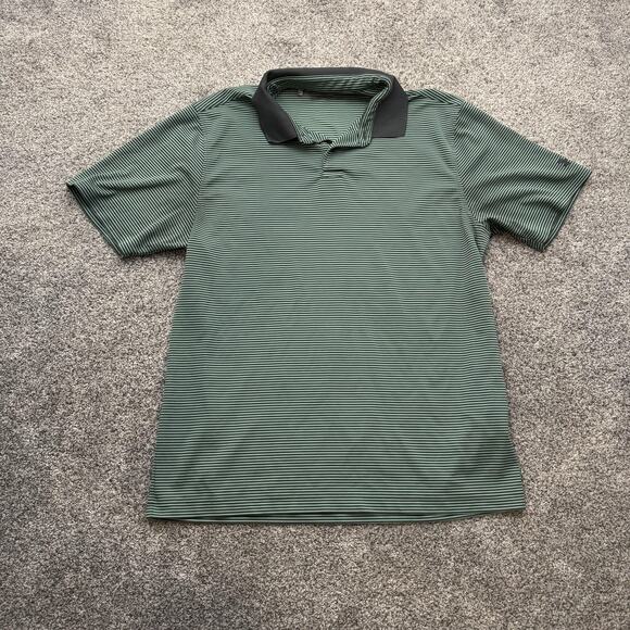 Under Armour Polo Shirt Mens Large Green Striped Short Sleeve Athletic Golf - Picture 1 of 7